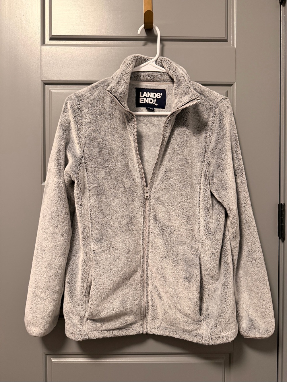 Lands' End Women's Gray Fleece Full-Zip Jacket MEDIUM